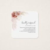 Pampas Grass QR Code Weddenschap RSVP Vierkante Visitekaartjes (Voorkant)