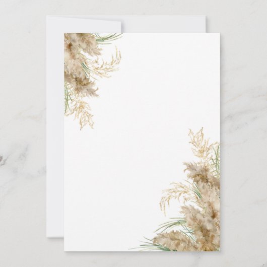 Pampas Grass Romantic Wedding Invitation Kaart (Achterkant)