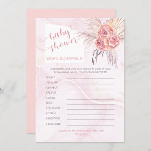 Pampas Grass  Roos Bloom Baby shower Word Scramble Kaart