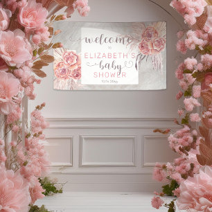 Pampas Grass Roos Blooms Girl Baby shower Welkom Spandoek
