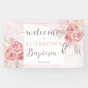 Pampas Grass Roos Blooms Girl Baptism Welkom Spandoek