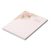 Pampas Grass Roos Gold Florals Naam Monogram Notitieblok (Gedraaid)