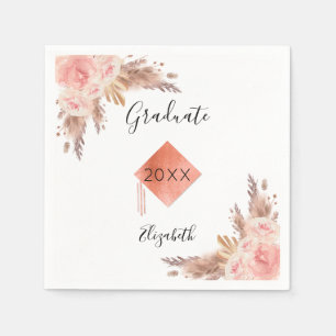 Pampas grass roos gouden bloemenfeest pet Graduati Servet