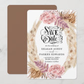 Pampas Grass Roos Paarse bruiloft Save The Date (Voorkant / Achterkant)