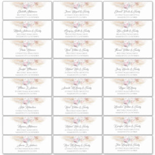 Pampas Grass rose Floral Nom d'hôte Étiquettes de 