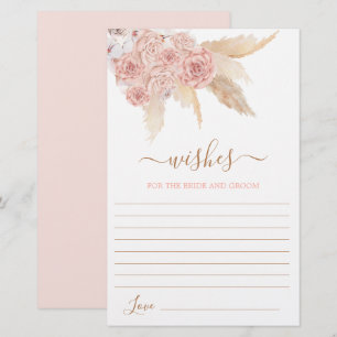 Pampas Grass Rose floral Voeux pour la carte Marié