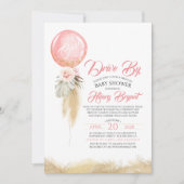 Pampas Grass Roze Balloon Drive Door Baby shower Kaart (Voorkant)