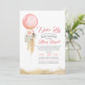 Pampas Grass Roze Balloon Drive Door Baby shower Kaart (Staand voorkant)