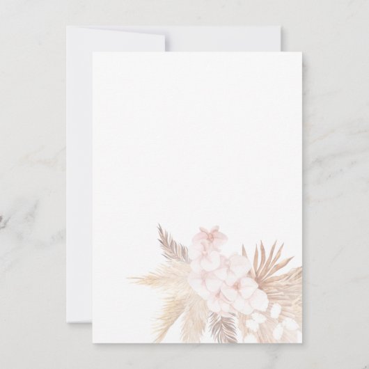 Pampas Grass Roze Bloemen Herfst Baby shower Kaart (Achterkant)