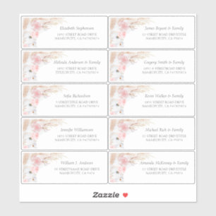 Pampas Grass Roze Gast Namen Adresetiketten Sticker