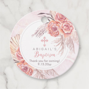 Pampas Grass Roze Rose Blooms Girl Baptisme Bedankjes Labels