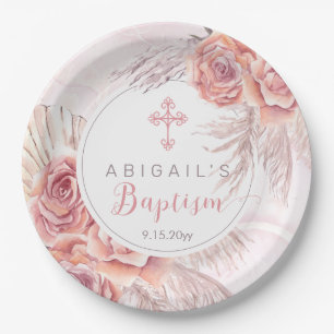 Pampas Grass Roze Rose Blooms Girl Baptisme Papieren Bordje