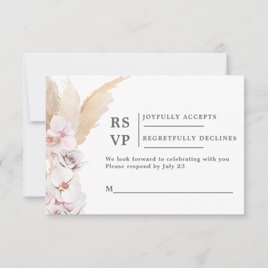 Pampas Grass RSVP bruiloft insert kaart (Voorkant)