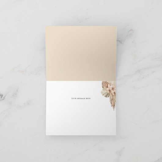 Pampas Grass Rust Boho Folded Hartelijk dank Bedankkaart (Binnen)