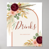 Pampas Grass Rustieke Westerne Drinken Stationsbor Poster (Voorkant)