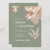Pampas Grass Sage Green Wedding Modern Chic Kaart (Voorkant / Achterkant)