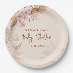 Pampas Grass Script Terracotta Baby shower Papieren Bordje