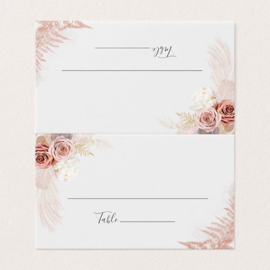 Pampas Grass Script Terracotta Mariage Place Card (Outside Unfolded)