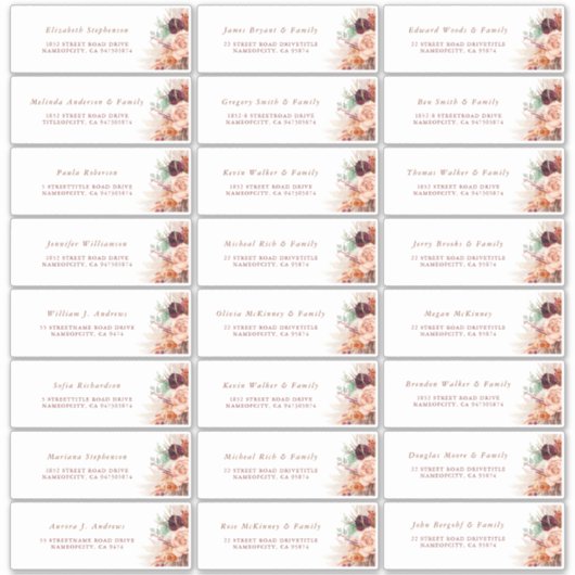 Pampas Grass Sinaasappel Individueel Gastadres Lab Sticker (Voorkant)