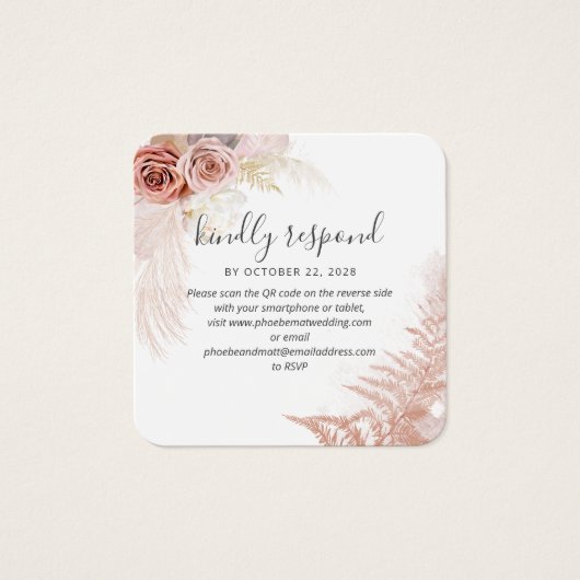 Pampas Grass Tan QR Code Site Mariage RSVP (Devant)