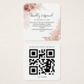 Pampas Grass Tan QR Code Weddenschap Website RSVP Vierkante Visitekaartjes (Voorkant /achterkant)