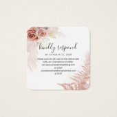 Pampas Grass Tan QR Code Weddenschap Website RSVP Vierkante Visitekaartjes (Voorkant)