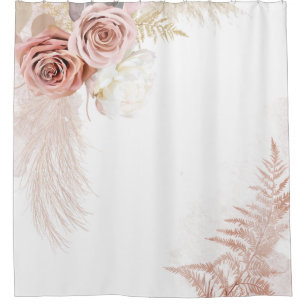 Pampas Grass Tan Terracotta Dried Palms Douchegordijn