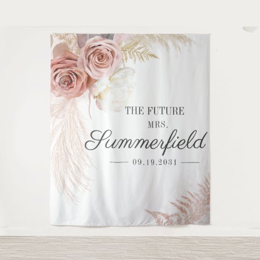 Pampas Grass Tan Vrijgezellenfeest Backdrop Wandkleed (Voorkant)