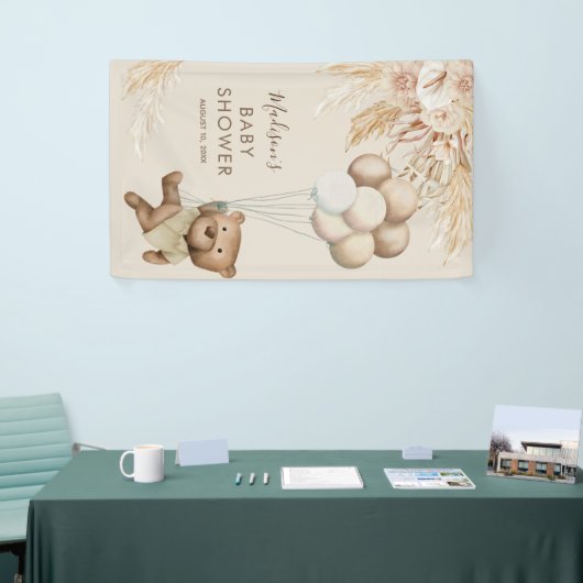 Pampas Grass Teddy Bear Baby shower Banner (Beurs)