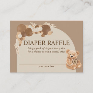 Pampas Grass Teddy Bear Diaper Raffle Informatiekaartje