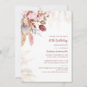 Pampas Grass Terracotta 80th Birthday Party Kaart (Voorkant)