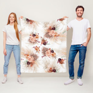 Pampas Grass Terracotta Bloemen Botanische Elegant Fleece Deken