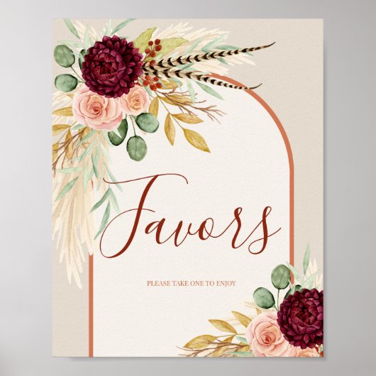 Pampas Grass Terracotta Bloemen Favoriet Tafelteke Poster (Voorkant)