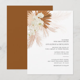 Pampas Grass Terracotta Botanical Modern Wedding Kaart