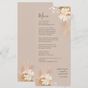 Pampas Grass Terracotta Botanical Wedding Menu