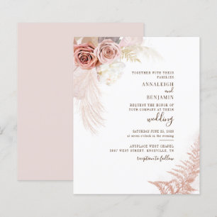 Pampas Grass Terracotta Chic Wedding Invitation