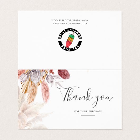 Pampas Grass Terracotta Hartelijk dank Visitekaartjes (Buitenkant ongevouwen)