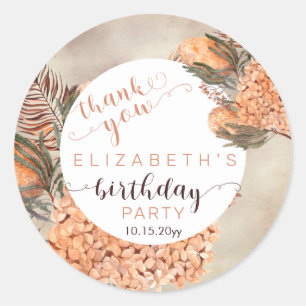 Pampas Grass Terracotta Hydrangeas Birthday Party Ronde Sticker