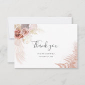 Pampas Grass Terracotta Mariage Carte de remerciem (Devant)