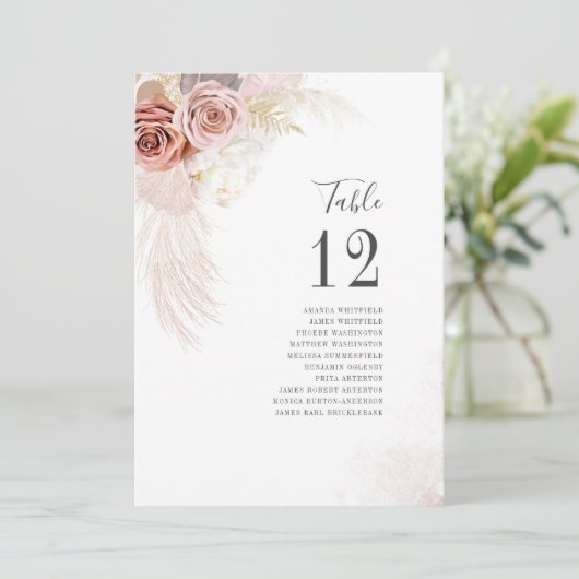 Pampas Grass Terracotta Mariage Numéro de table (Debout devant)