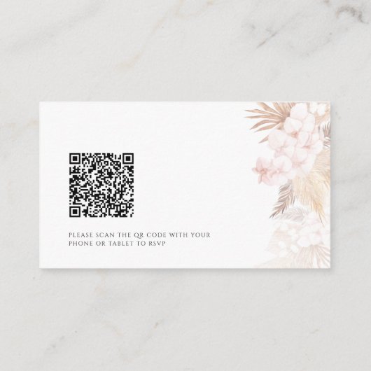 Pampas Grass Terracotta QR Code Bruiloft Website Informatiekaartje (Achterkant)