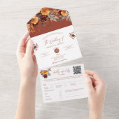 Pampas Grass Terracotta QR Code Herfst Herfst Budg All In One Uitnodiging (Afscheurbaar)