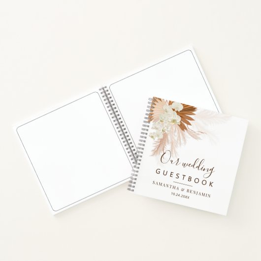 Pampas Grass Terracotta Script Mariage Livre d'or (Intérieur)