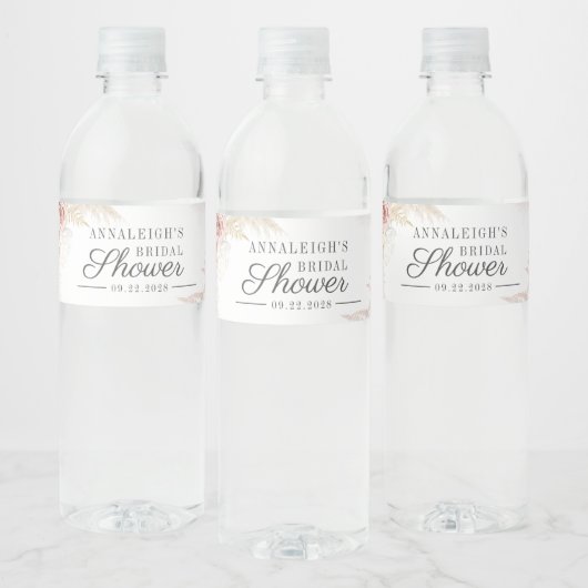 Pampas Grass Terracotta Script Vrijgezellenfeest Waterfles Etiket (Flessen)