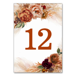 Pampas Grass Terracotta Table Number Kaarten