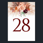 Pampas Grass Terracotta Table Numéro Cartes<br><div class="desc">Pampas herbe et fleurs de terre cuite Carte de numéro de table mariage</div>