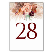 Pampas Grass Terracotta Table Numéro Cartes (Dos)