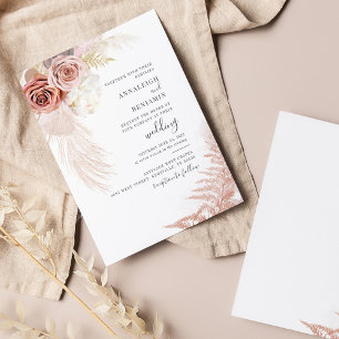 Pampas Grass Terracotta Tan Floral Blush Wedding Kaart