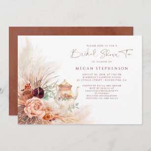 Pampas Grass Terracotta Vrijgezellenfeest Tea Kaart