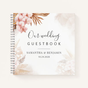 Pampas Grass Terracotta Wedding Guest Book Notitieboek